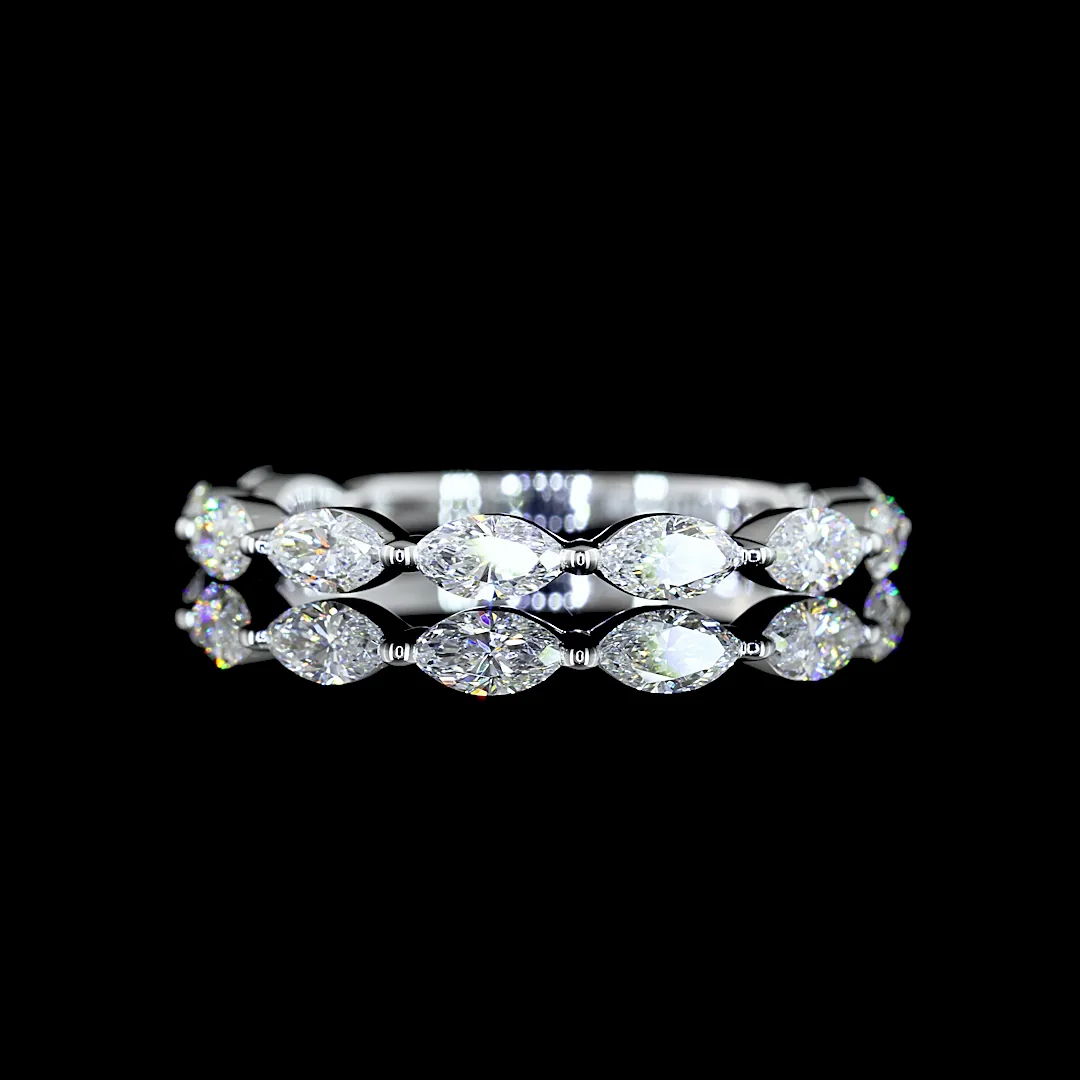 0.8 Cts 18k White Gold Marquise Shape 3/4 Band Eternity Band