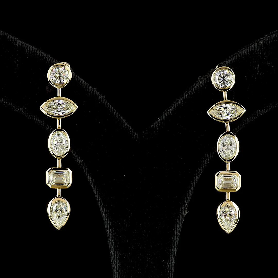 5.17 Cts 14k Yellow Gold Mix Shape Hanging Earring