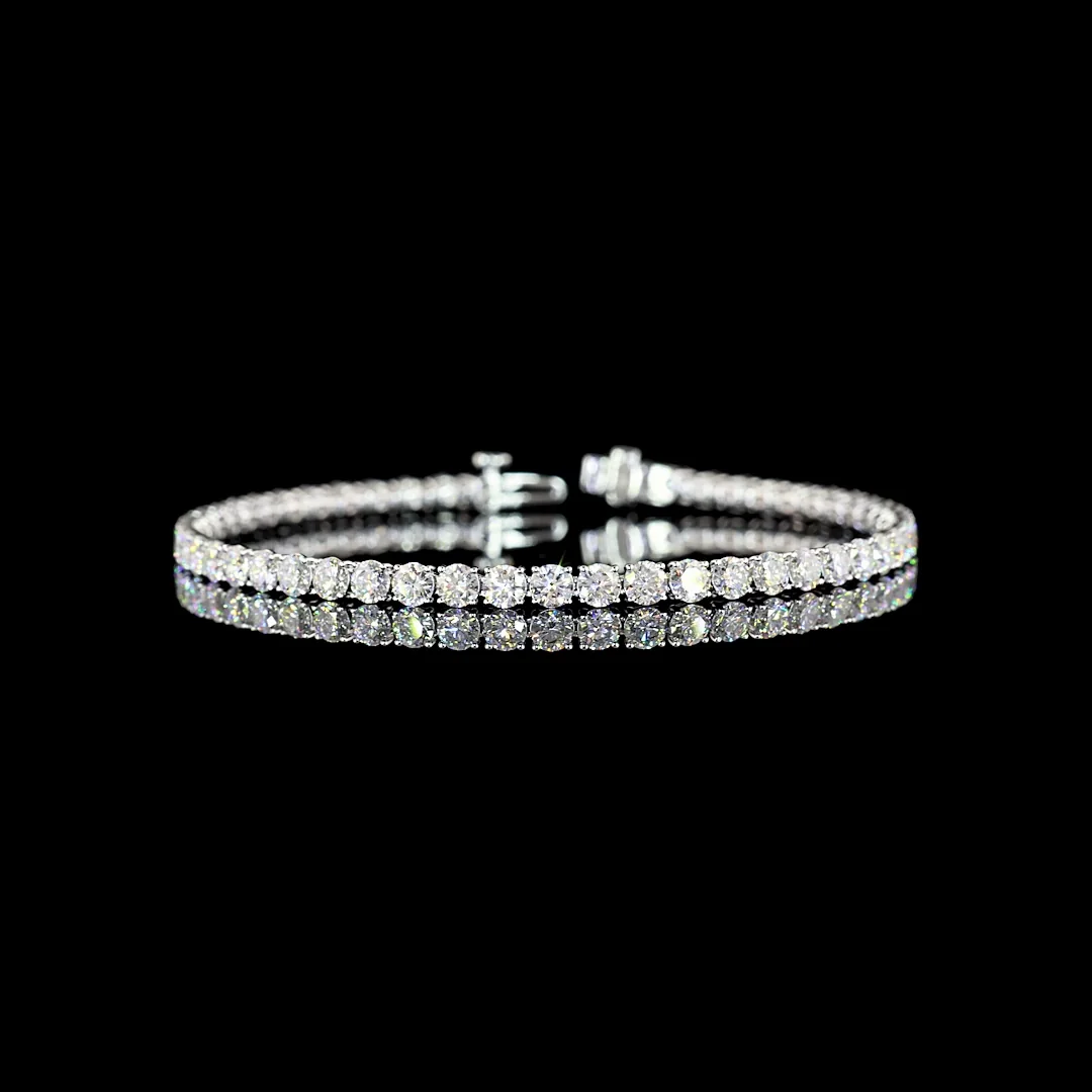 7.42 Cts 14k White Gold Round Shape Tennis Bracelet