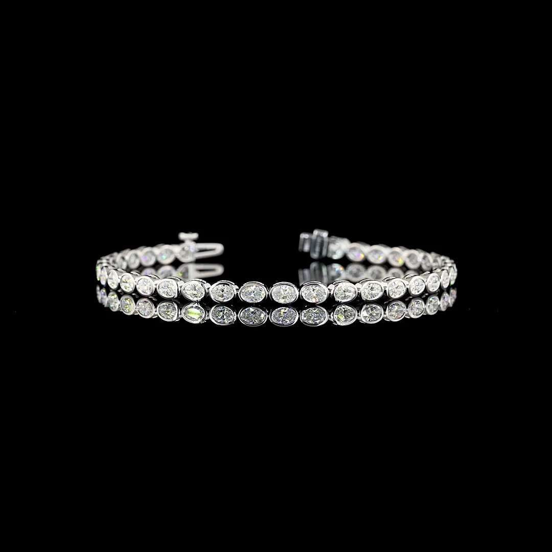 3.54 Cts 14k White Gold Oval Shape Tennis Bracelet