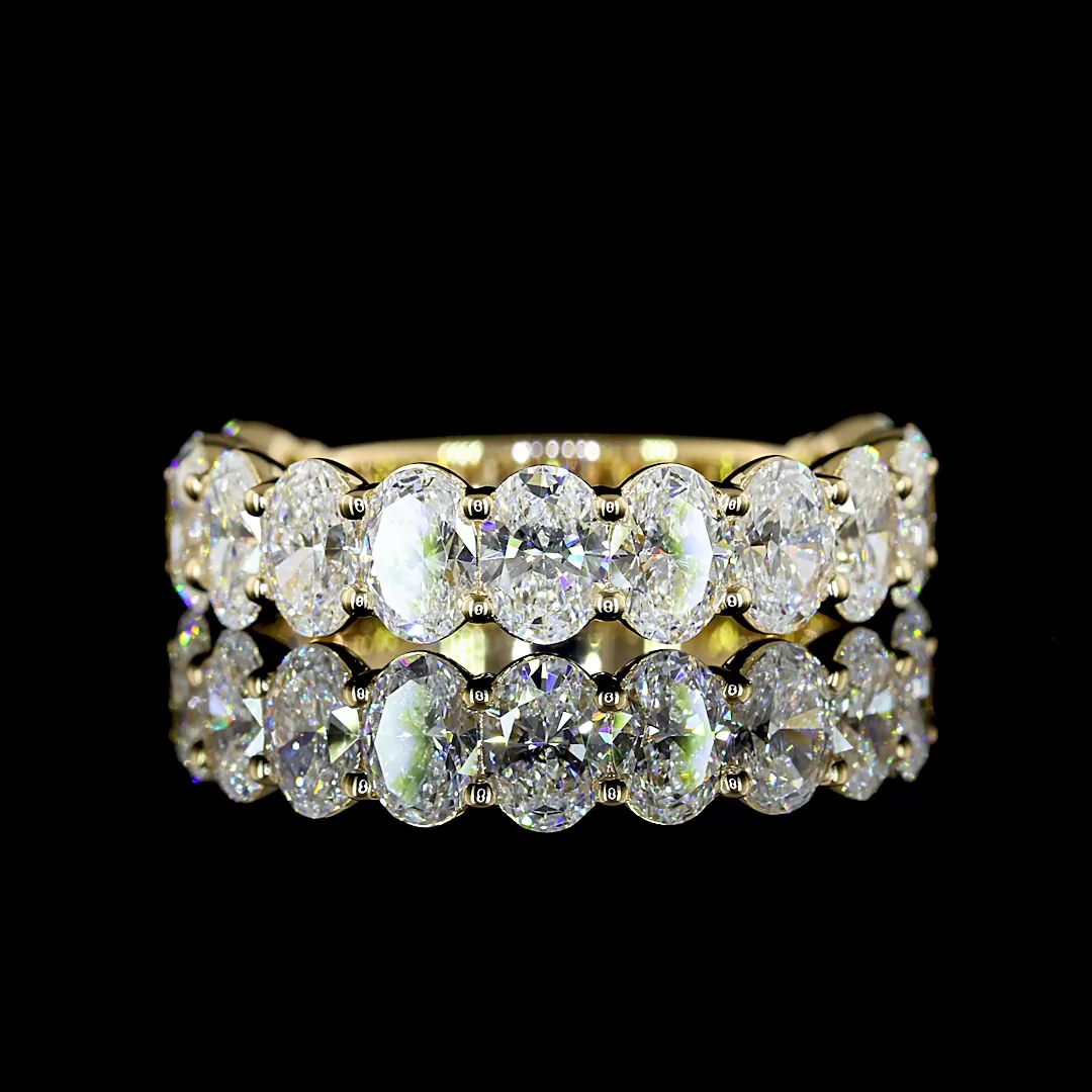 2.94 Cts 14k Yellow Gold Oval Shape 3/4 Band Eternity Band