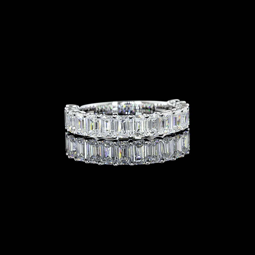 2.08 Cts 14k White Gold Emerald Shape Half Eternity Eternity Band