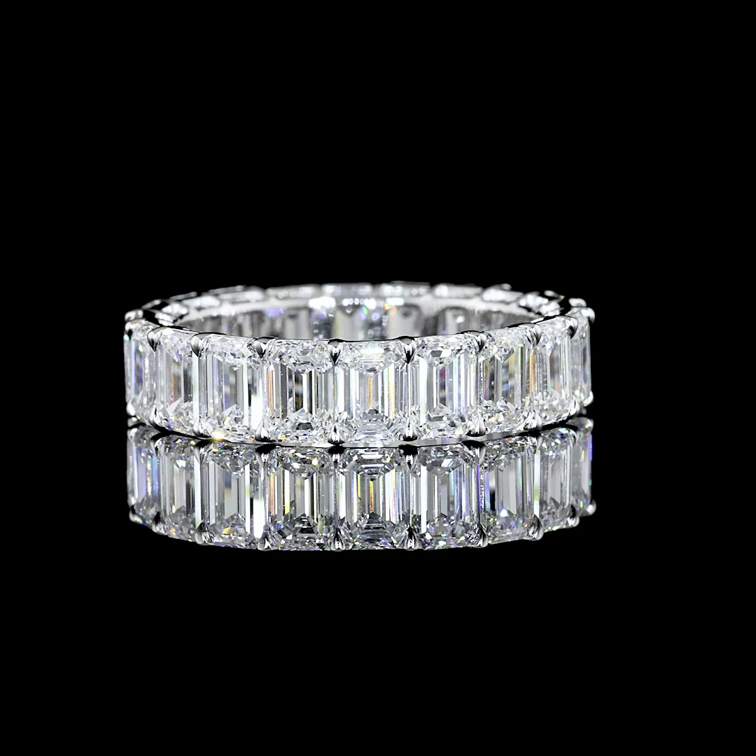 5.99 Cts 14k White Gold Emerald Shape Eternity Band Eternity Band