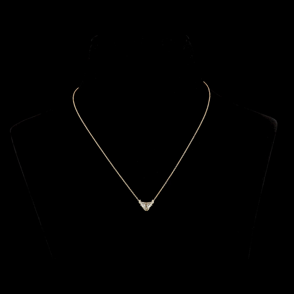 1.62 Cts 14k Yellow Gold Bull Shape Symbol Pendant