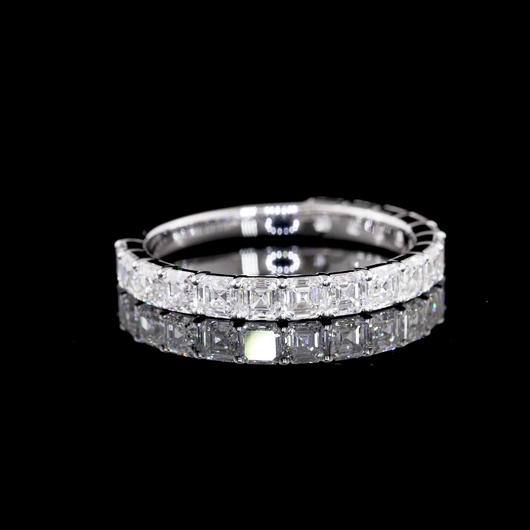 1.57 Cts 14k White Gold Asscher Shape 3/4 Band Eternity Band