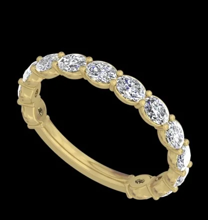 1.16 Cts 14k Yellow Gold Oval Shape Half Eternity Eternity Band