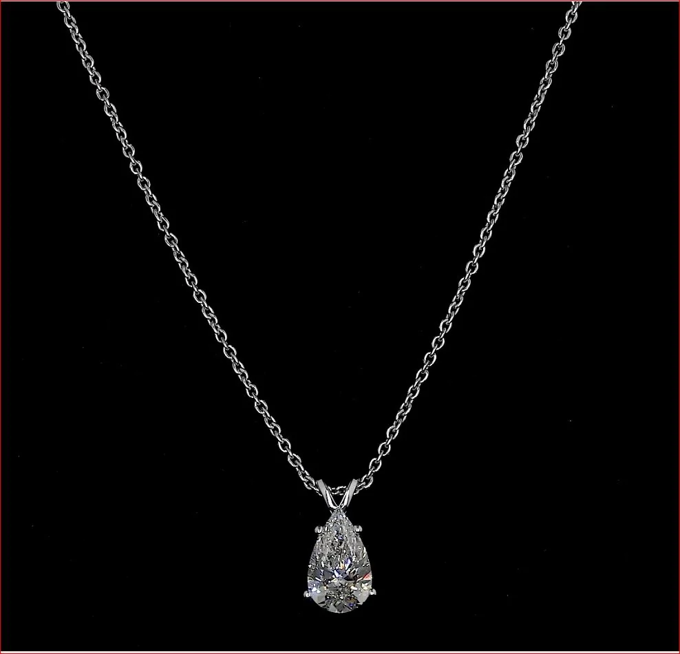 0.9 Cts 14k White Gold Pear Shape Solitaire Pendant