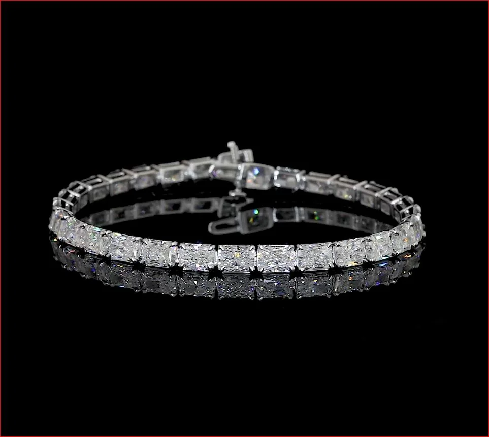 15.57 Cts 14k White Gold Radiant Shape Tennis Bracelet