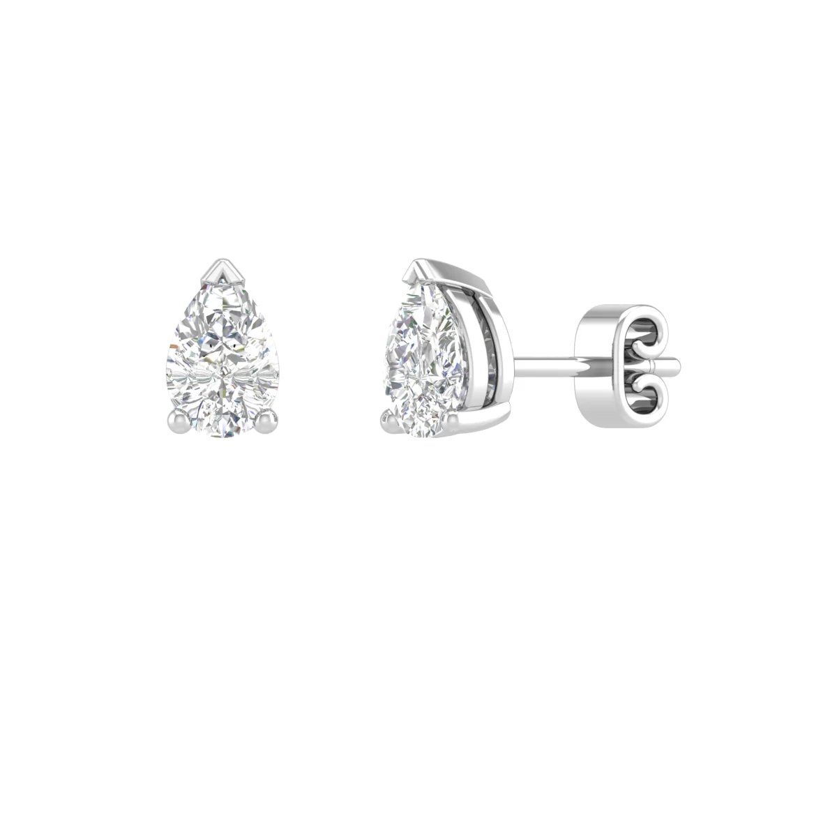 0.61 Cts 14k White Gold Pear Shape Studs Earring