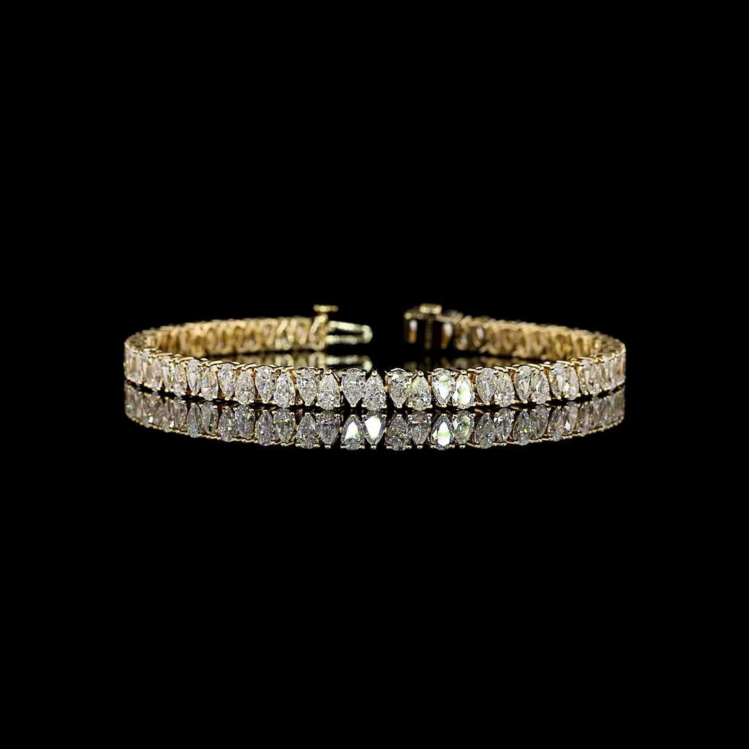 7.84 Cts 14k Yellow Gold Pear Shape Tennis Bracelet