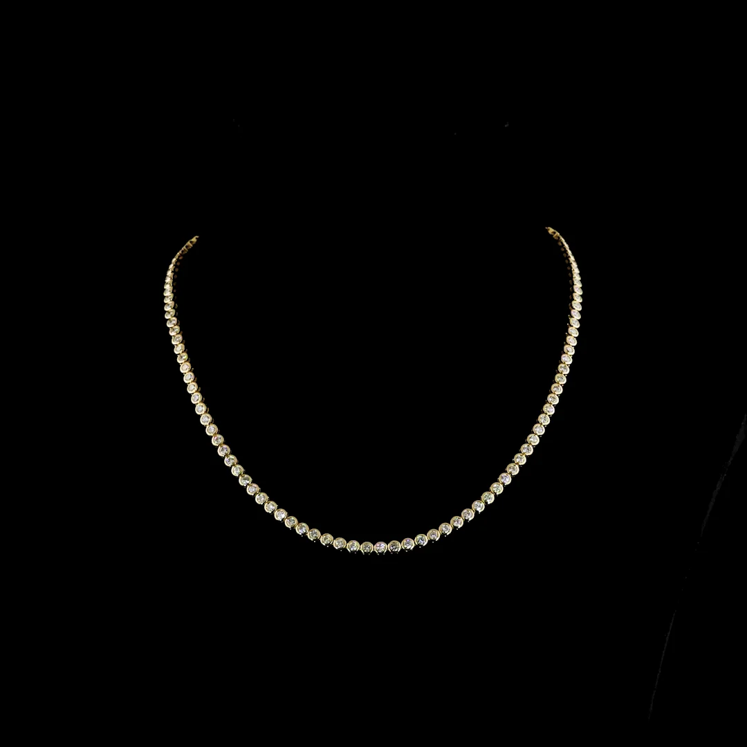 6.19 Cts 14k Yellow Gold Round Shape Tennis Necklace