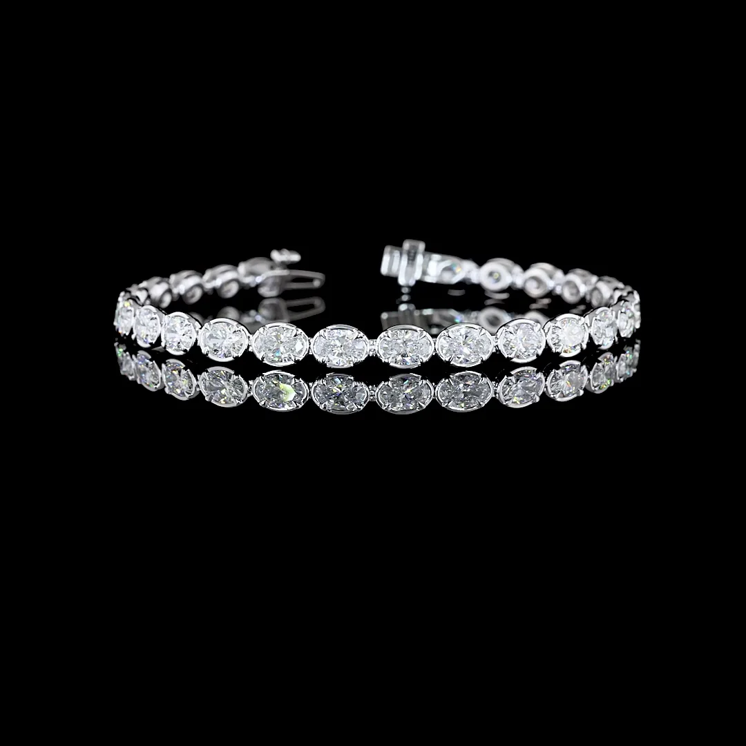 8.39 Cts 14k White Gold Oval Shape Tennis Bracelet