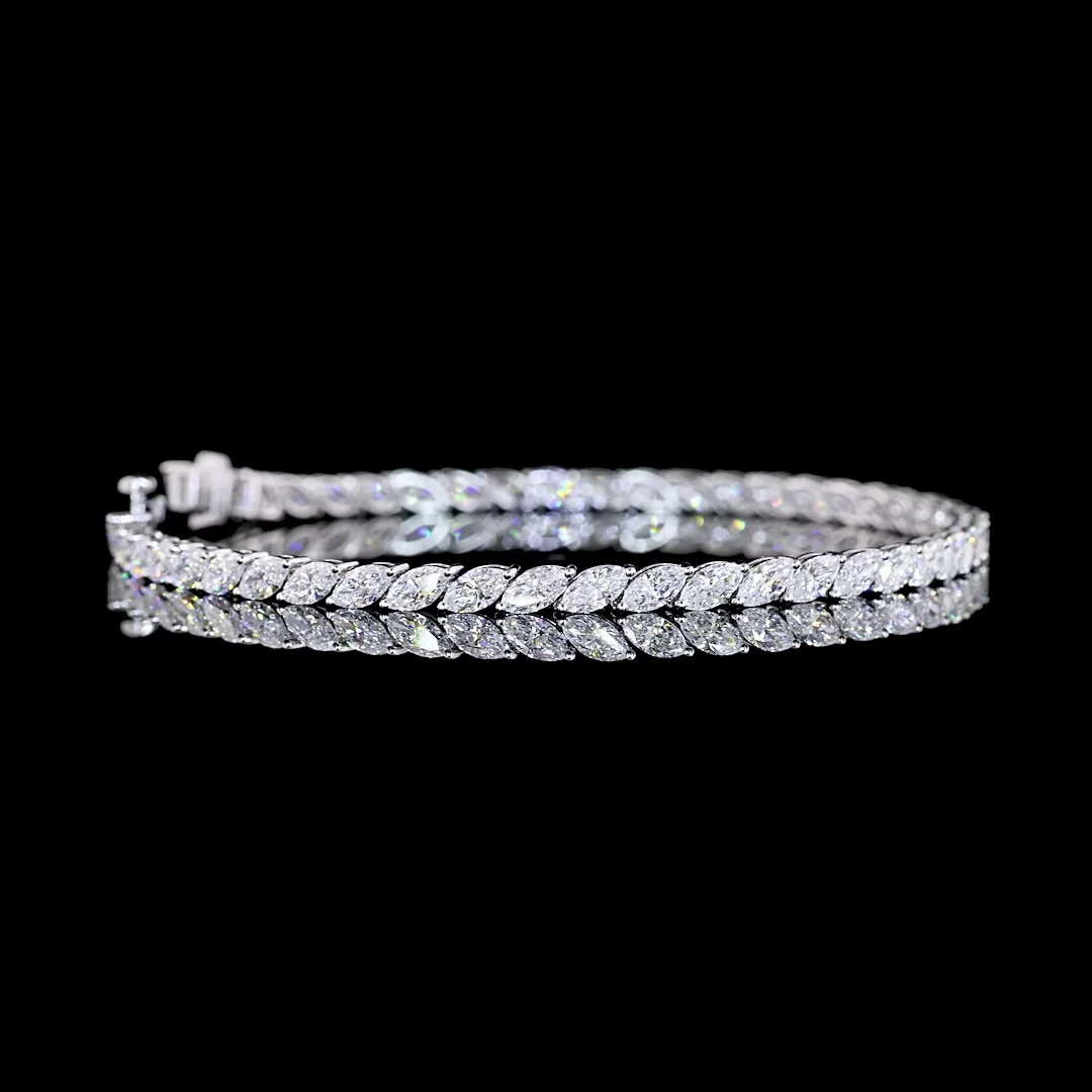 5.77 Cts 14k White Gold Marquise Shape Tennis Bracelet