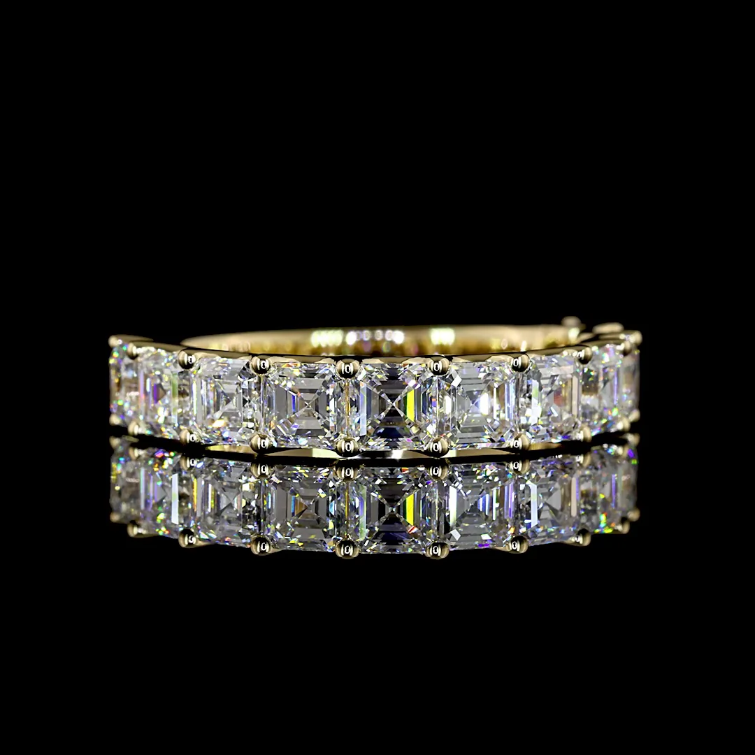 2.2 Cts 14k Yellow Gold Asscher Shape Half Eternity Eternity Band