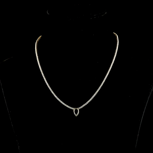 [NK14YSLTPS550PNS] 5.87 Cts 14k Yellow Gold Pear Shape Station Line Tennis Necklace