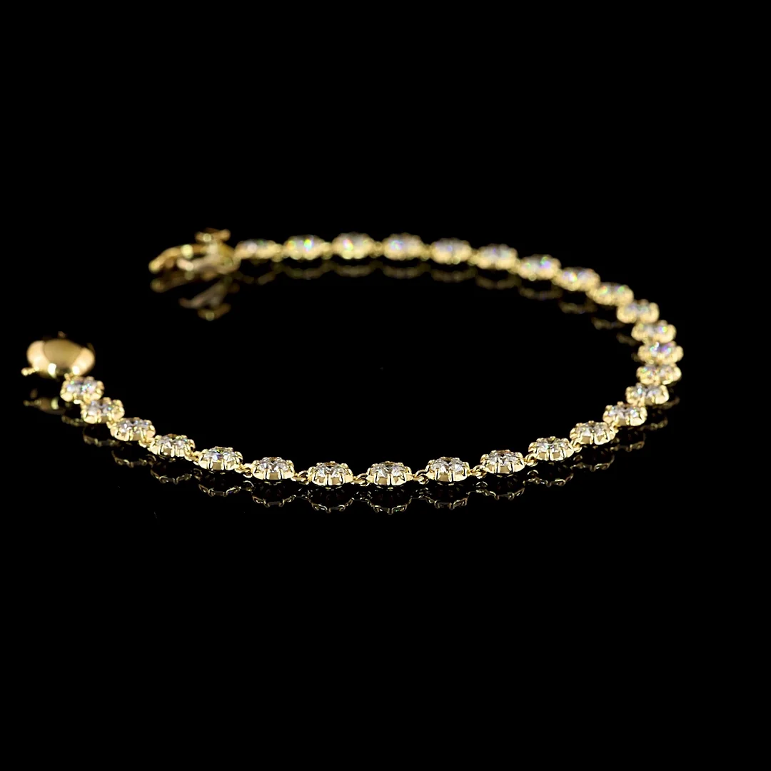 4.09 Cts 14k Yellow Gold Round Shape Tennis Bracelet