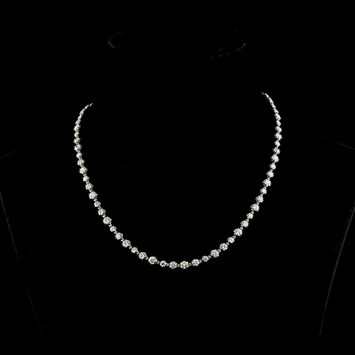 [NK14YSLTRD1000B] 10.16 Cts 14k Yellow Gold Round Shape Station Line Tennis Necklace