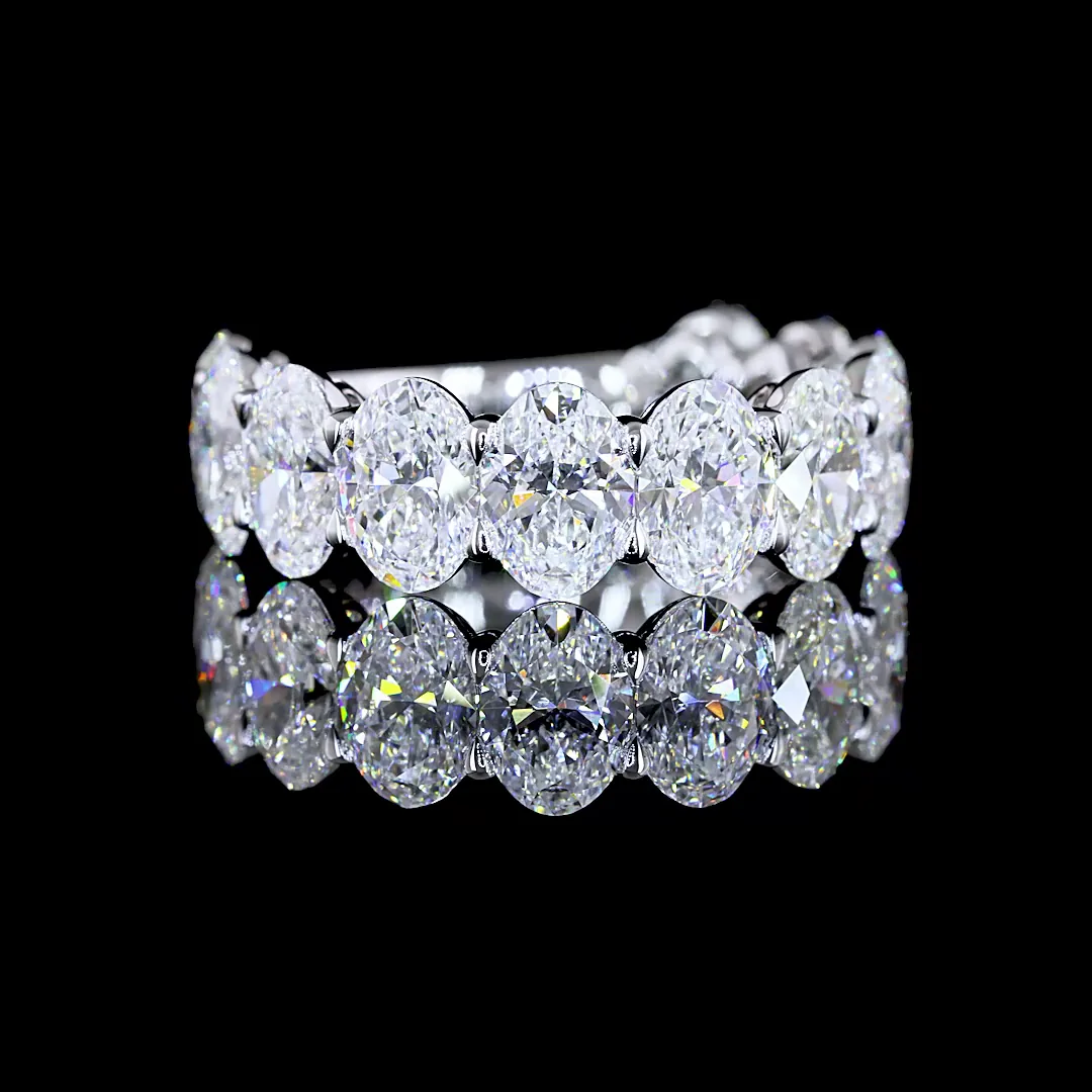 5.77 Cts Platinum Oval Shape 3/4 Band Eternity Band