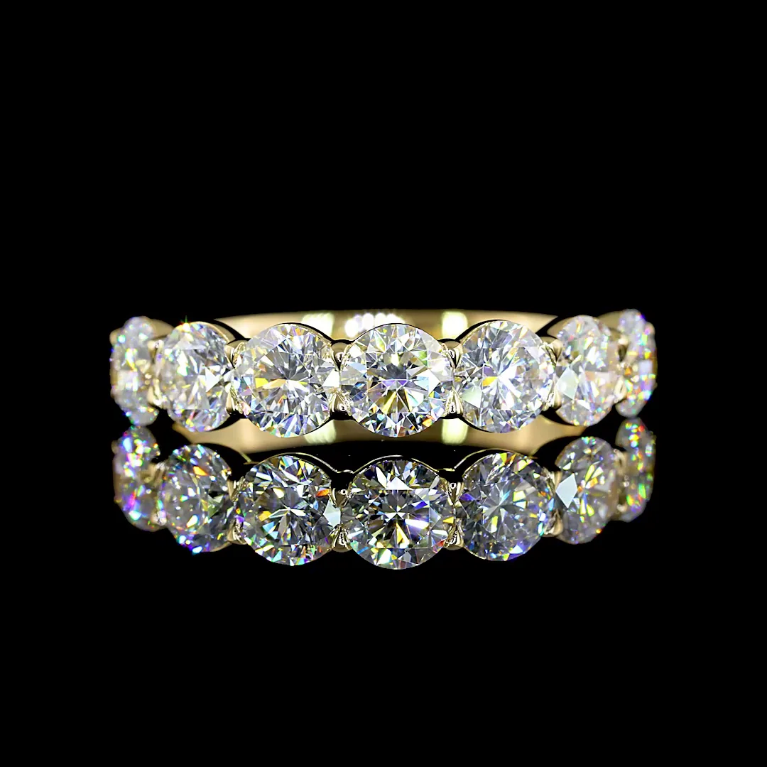 2.12 Cts 14k Yellow Gold Round Shape 7 Stones Eternity Band