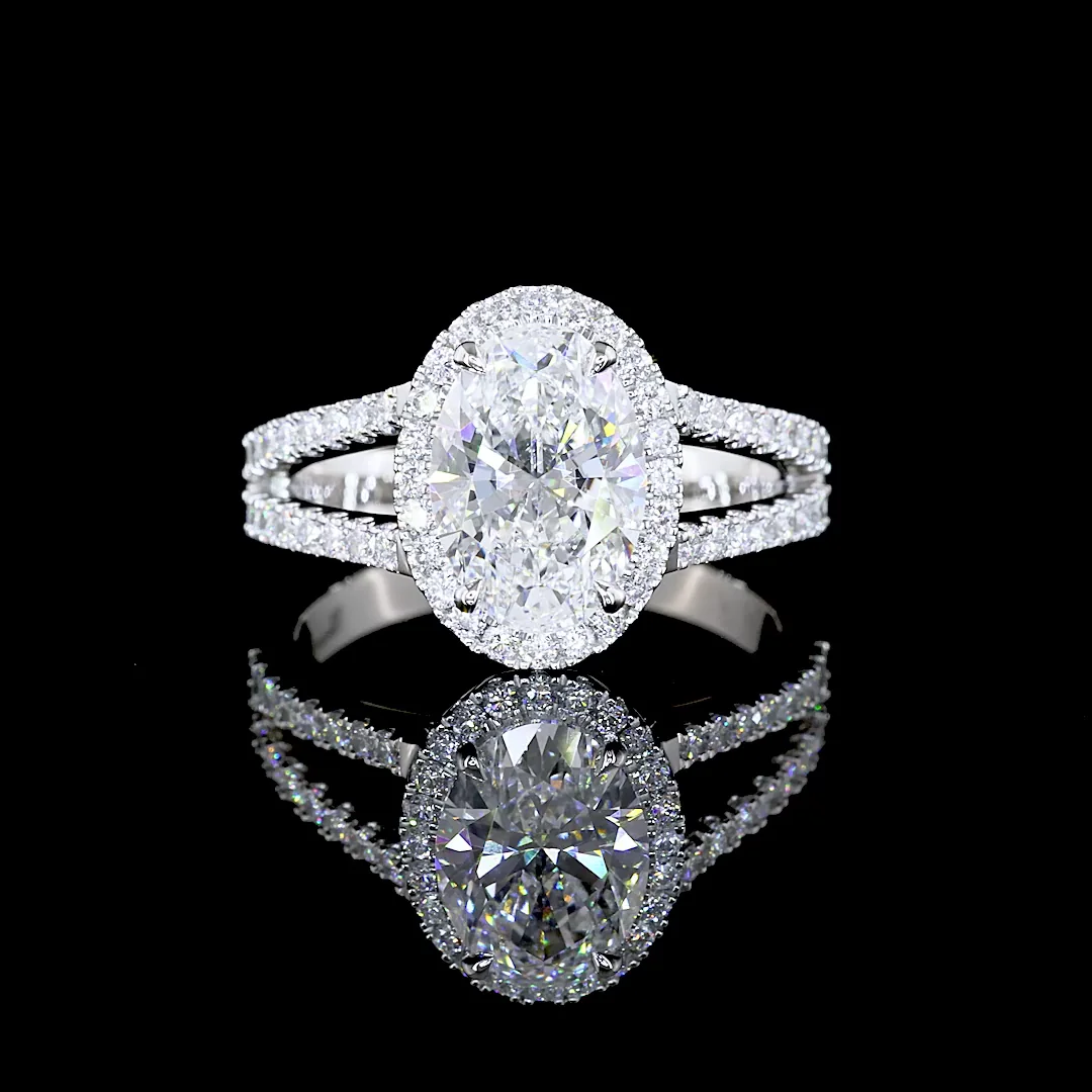 2.64 Cts Platinum Oval Shape Split Shank Ring