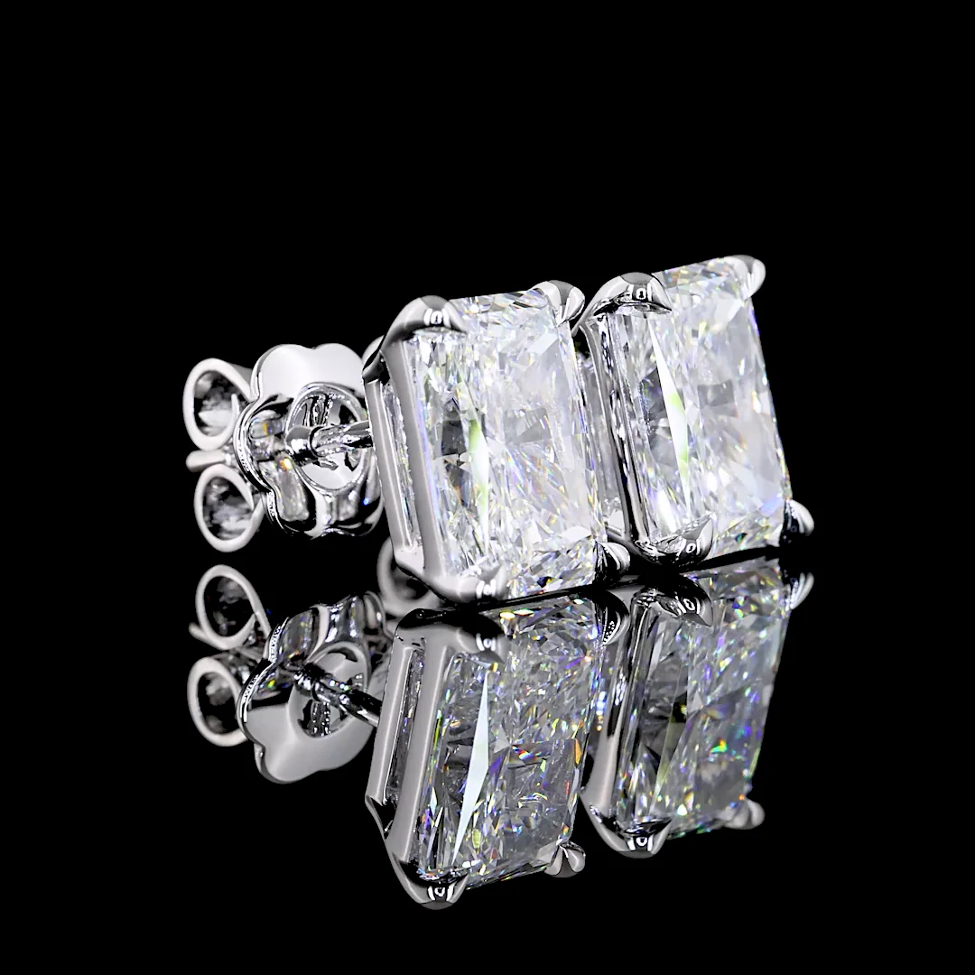 3.94 Cts 14k White Gold Radiant Shape Studs Earring