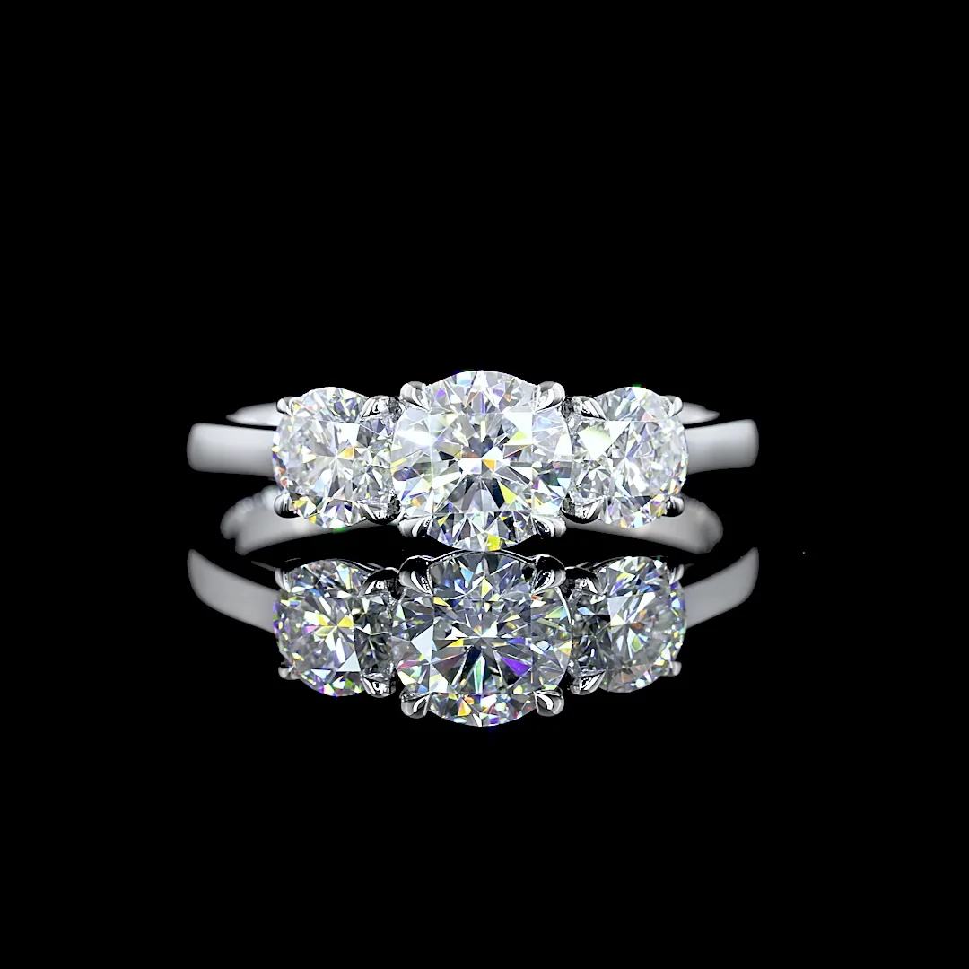 1.39 Cts 14k Yellow Gold Round Shape 3 Stones Ring