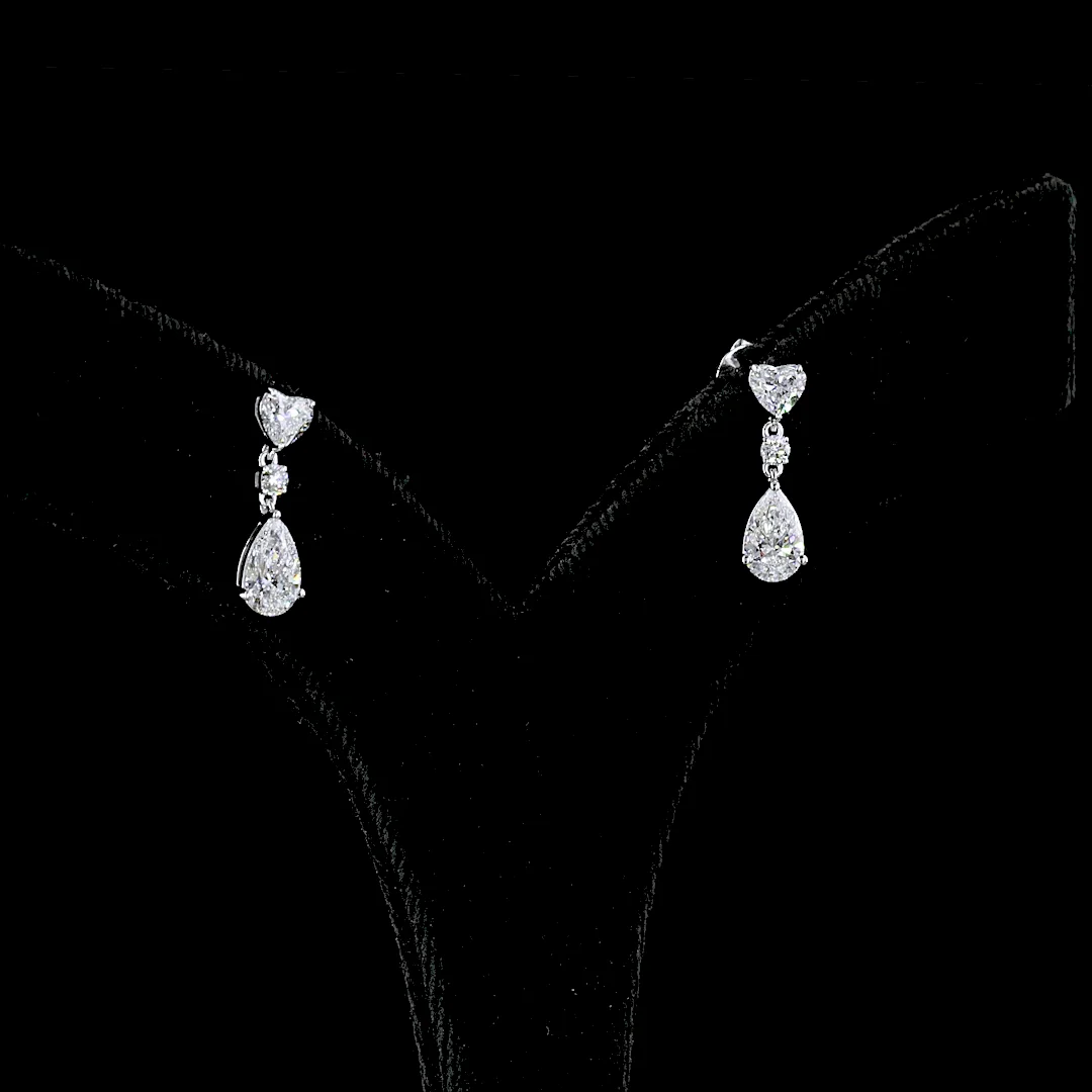 1.72 Cts 14k White Gold Mix Shape Hanging Earring