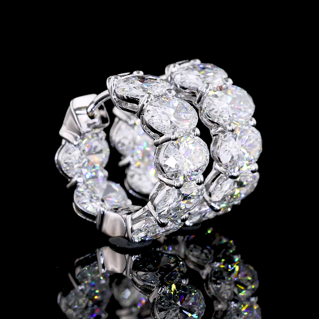 5.1 Cts 14k White Gold Oval Shape Huggies Earring