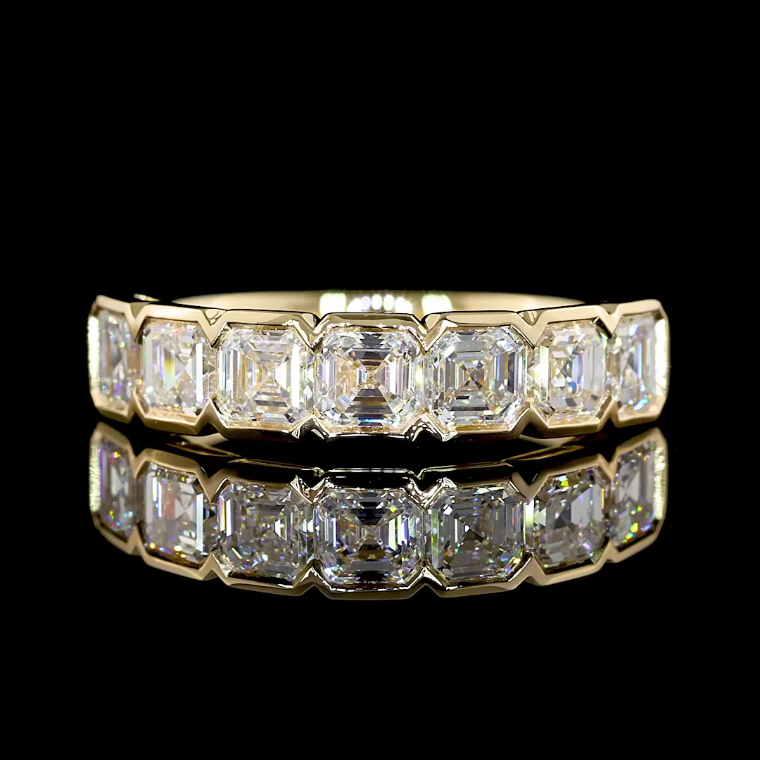 2.16 Cts 14k Yellow Gold Asscher Shape 7 Stones Eternity Band