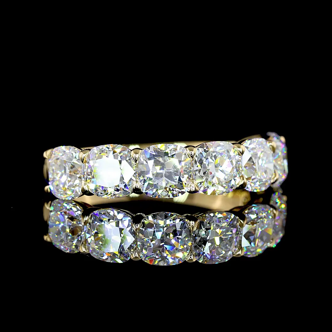 3.2 Cts 14k Yellow Gold Square Cushion Brilliant Shape 7 Stones Eternity Band