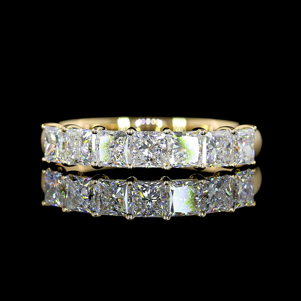 1.13 Cts 14k Yellow Gold Princess Shape 7 Stones Eternity Band