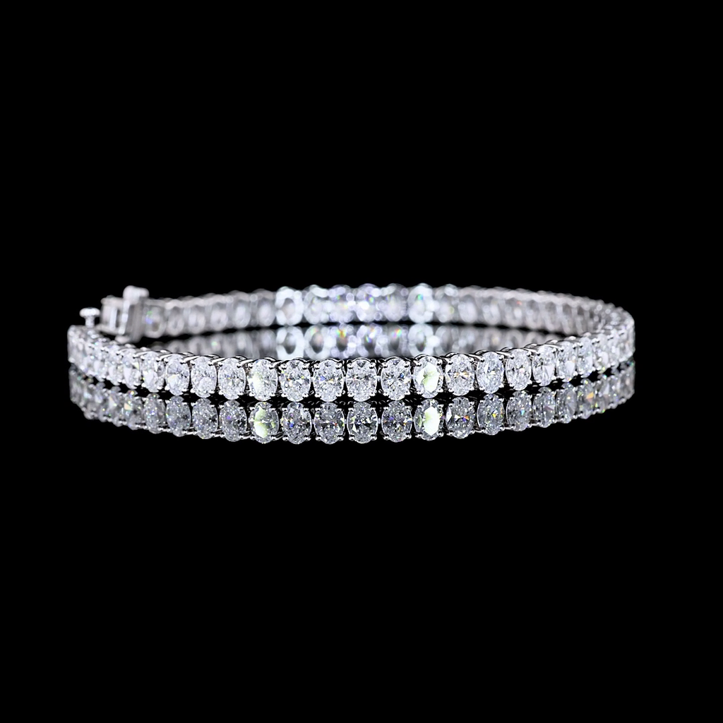 9.23 Cts 14k White Gold Oval Shape Tennis Bracelet