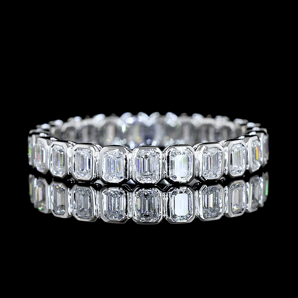 0.98 Cts 14k White Gold Emerald Shape Eternity Band Eternity Band