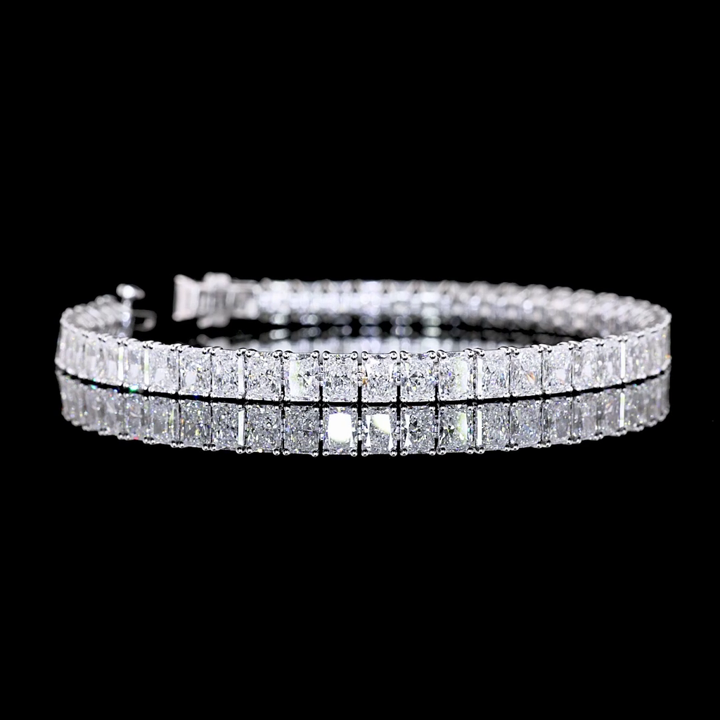 13.66 Cts 14k White Gold Radiant Shape Tennis Bracelet