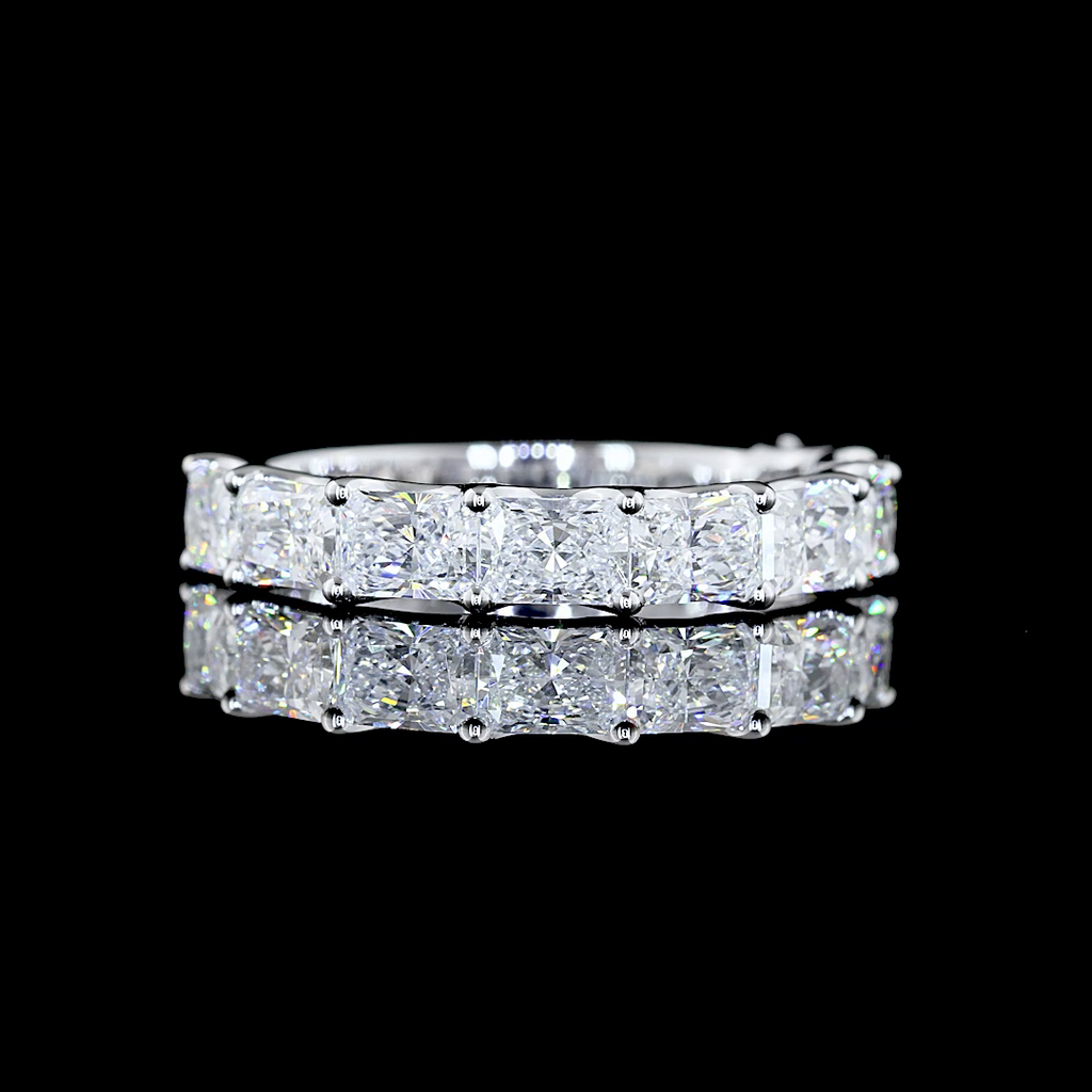 1.99 Cts 14k White Gold Radiant Shape Half Eternity Eternity Band