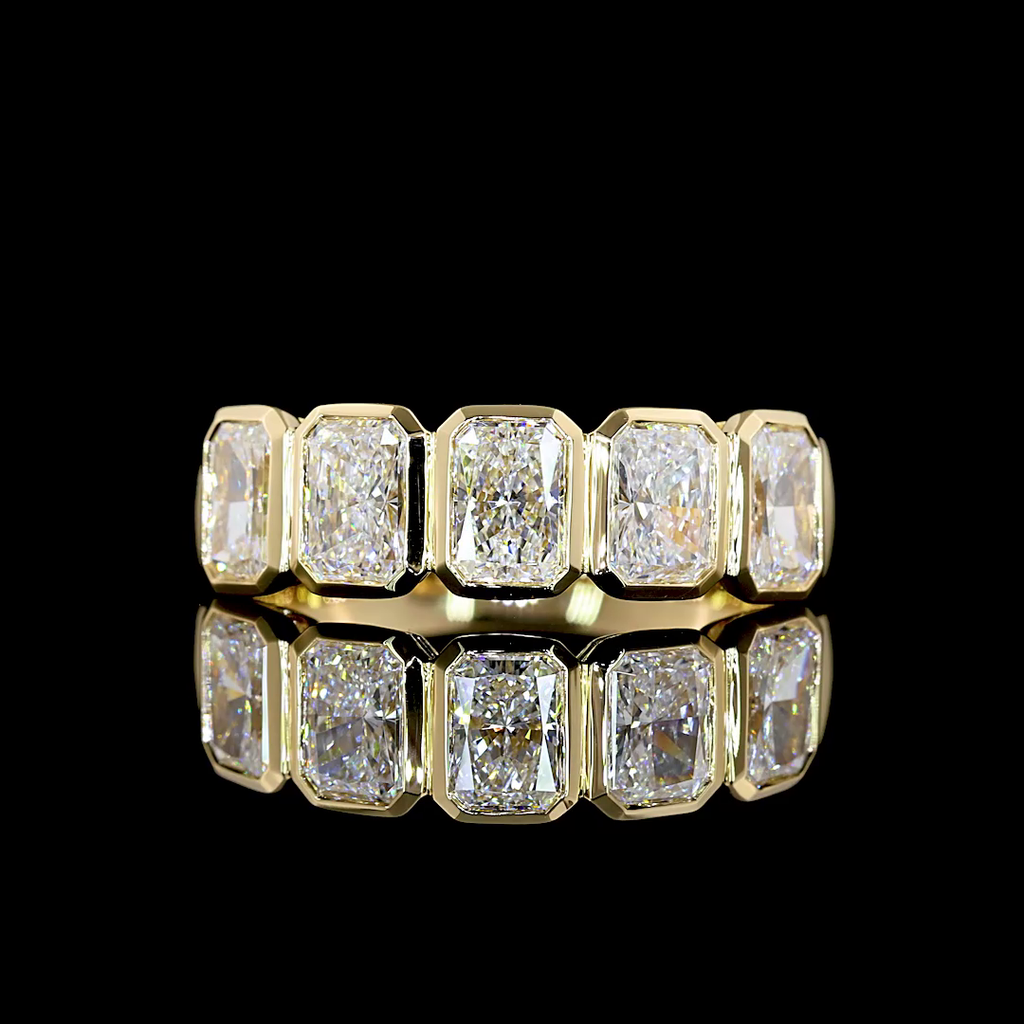2.05 Cts 14k Yellow Gold Radiant Shape 5 Stones Eternity Band