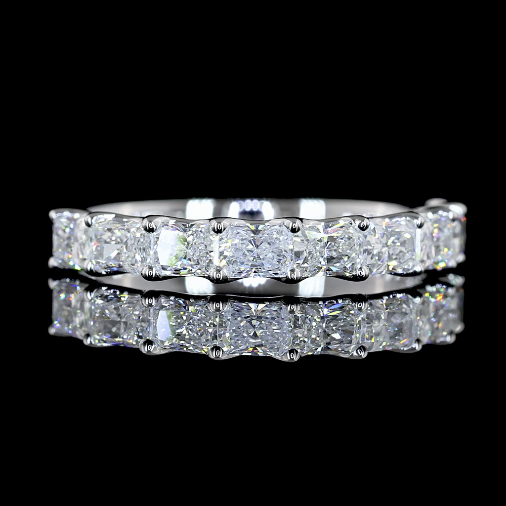 1.08 Cts 14k White Gold Radiant Shape Half Eternity Eternity Band