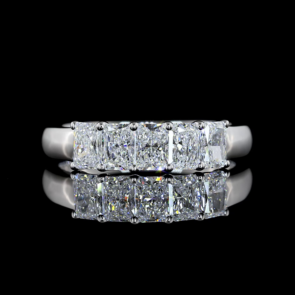 1 Cts 14k White Gold Radiant Shape 5 Stones Eternity Band