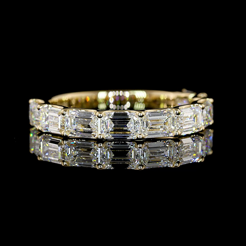1.95 Cts 14k Yellow Gold Emerald Shape Half Eternity Eternity Band