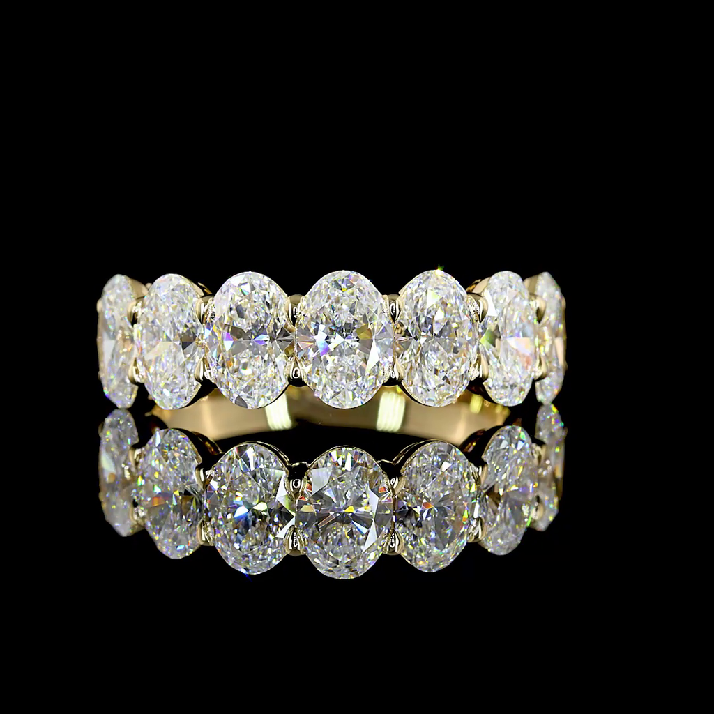 2.98 Cts 14k Yellow Gold Oval Shape 7 Stones Eternity Band