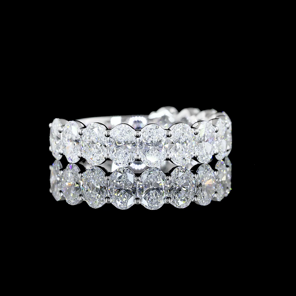 2.56 Cts 14k White Gold Oval Shape 3/4 Band Eternity Band