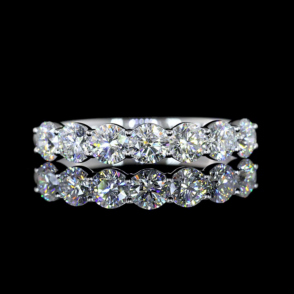 0.95 Cts 14k White Gold Round Shape 7 Stones Eternity Band