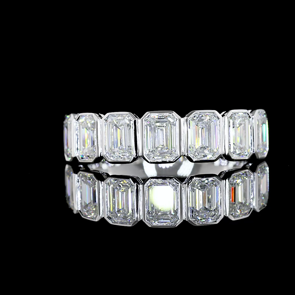 1.91 Cts 14k White Gold Emerald Shape Half Eternity Eternity Band