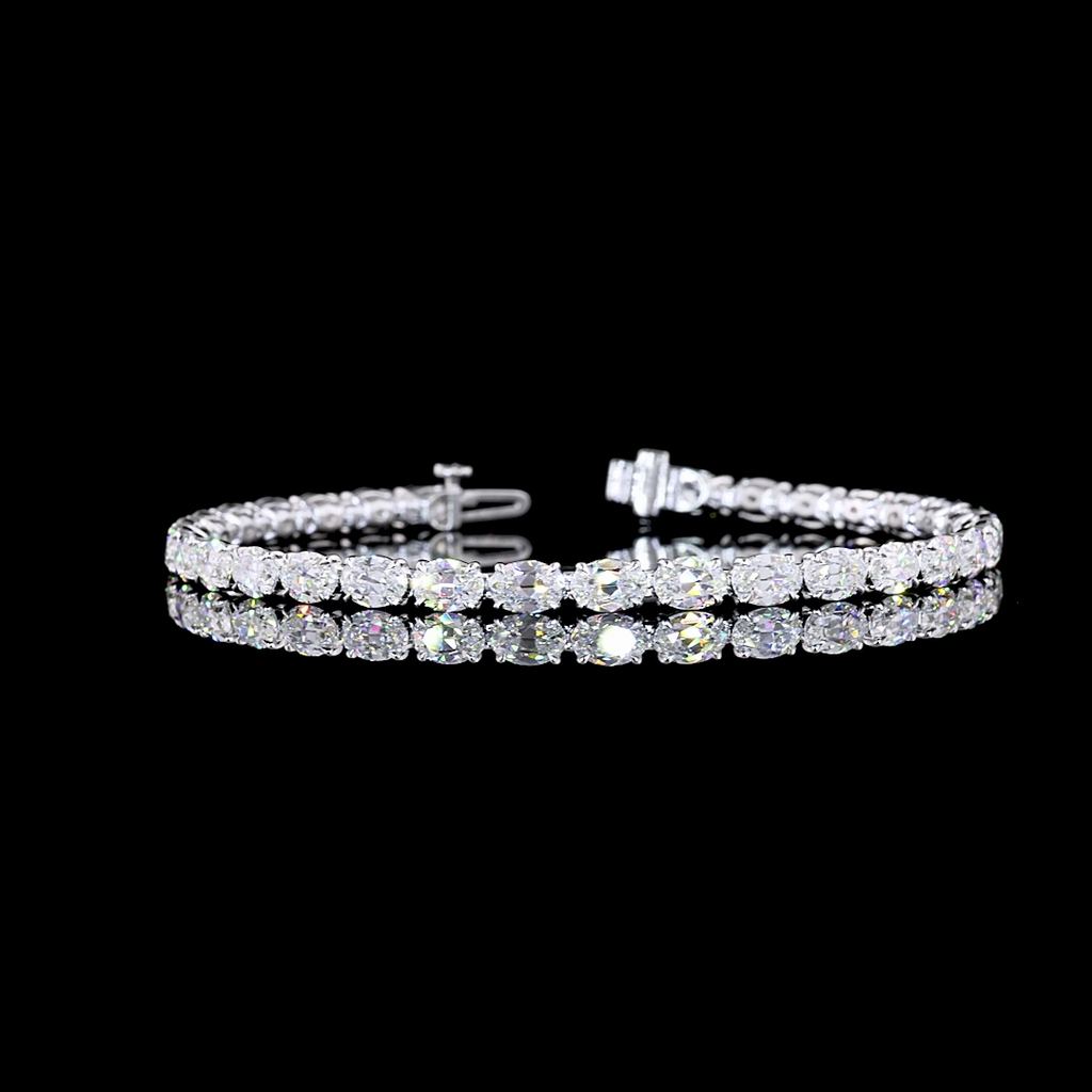 9.97 Cts 14k White Gold Antique Oval Shape Tennis Bracelet