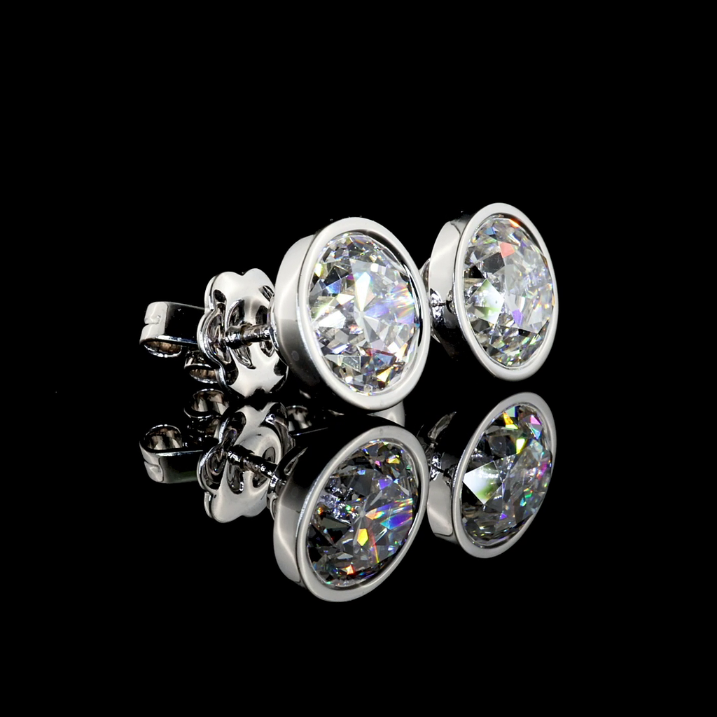 5.02 Cts 14k White Gold Old European Brilliant Shape Studs Earring