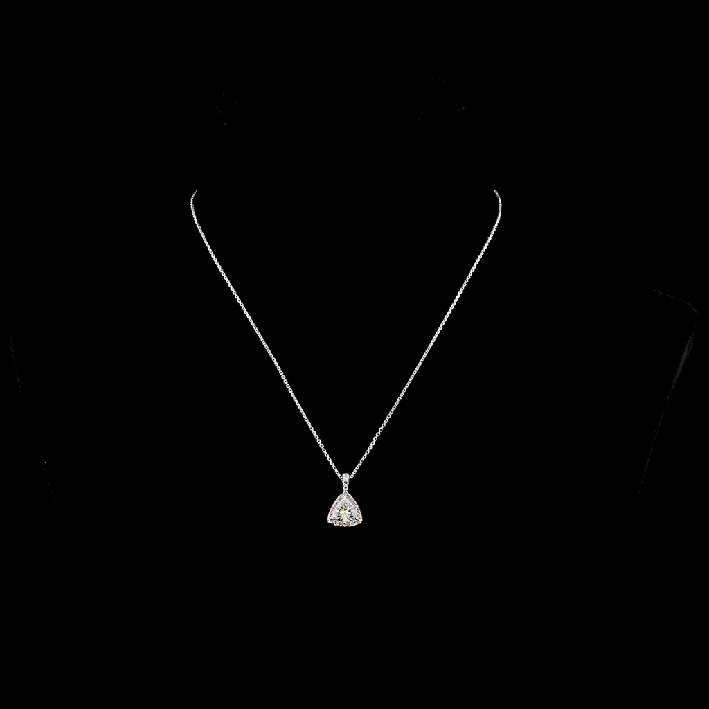 1.31 Cts 14k White Gold Triangle Shape Halo Pendant
