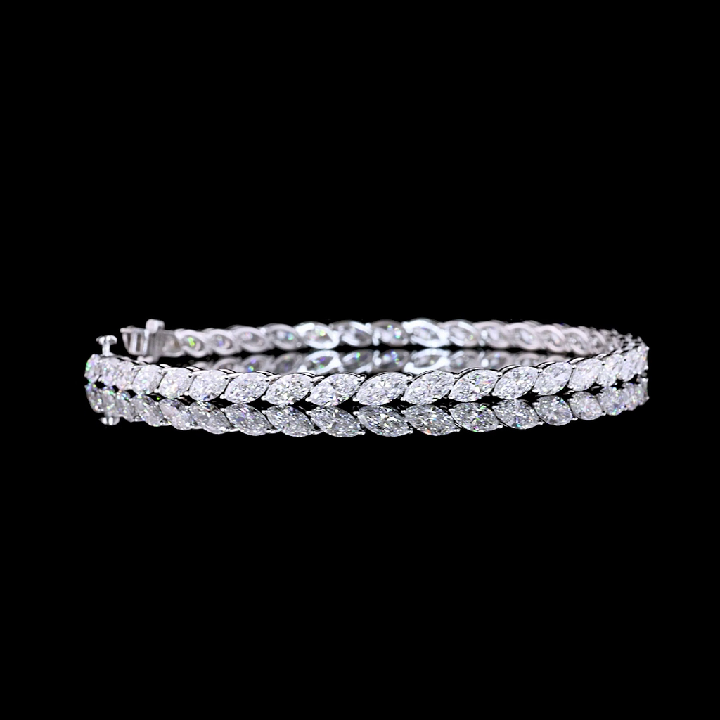 7.56 Cts 14k White Gold Marquise Shape Tennis Bracelet