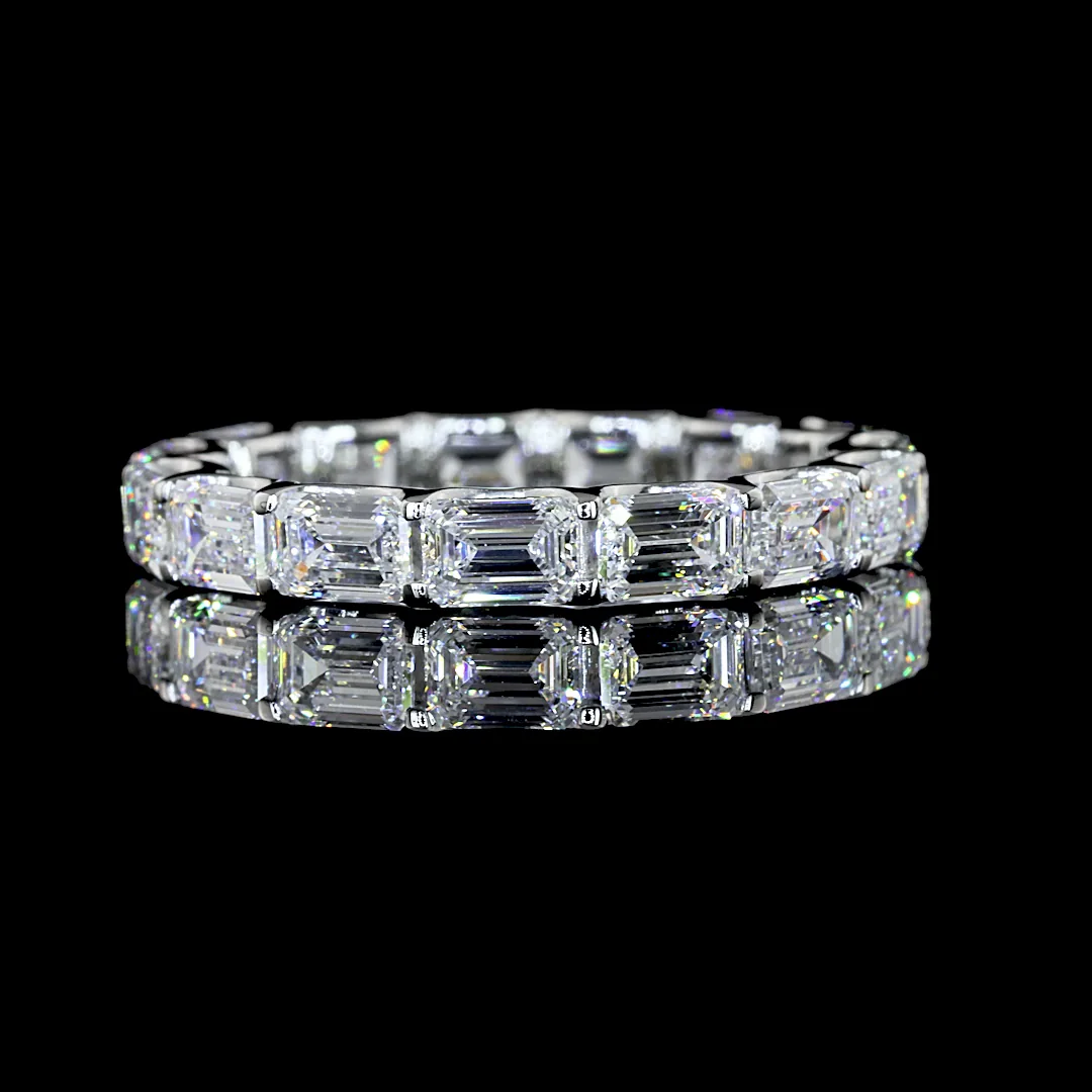 2.99 Cts Platinum Emerald Shape Eternity Band Eternity Band