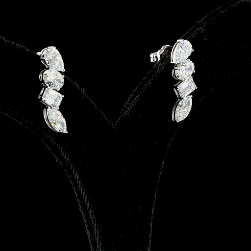 [ER14WCW400P] 4.1 Cts 14k White Gold Mix Shape Crawler Earring