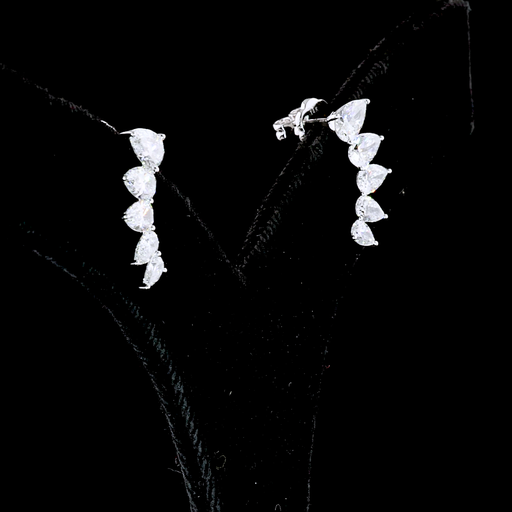 [ER14WCWPS250P] 2.61 Cts 14k White Gold Pear Shape Crawler Earring